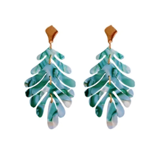 The Tiny Details Green Petite Palm Drop Earrings
