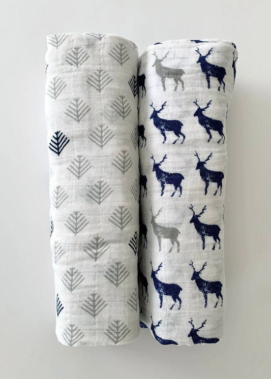 The Tiny Details In The Wild Deer Muslin Swaddle 2-pk