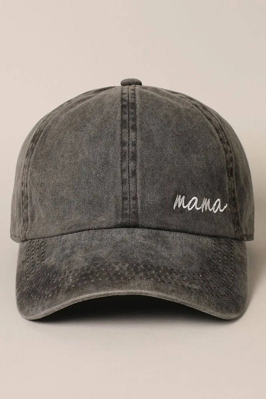 The Tiny Details Mama Embroidered Black Baseball Cap