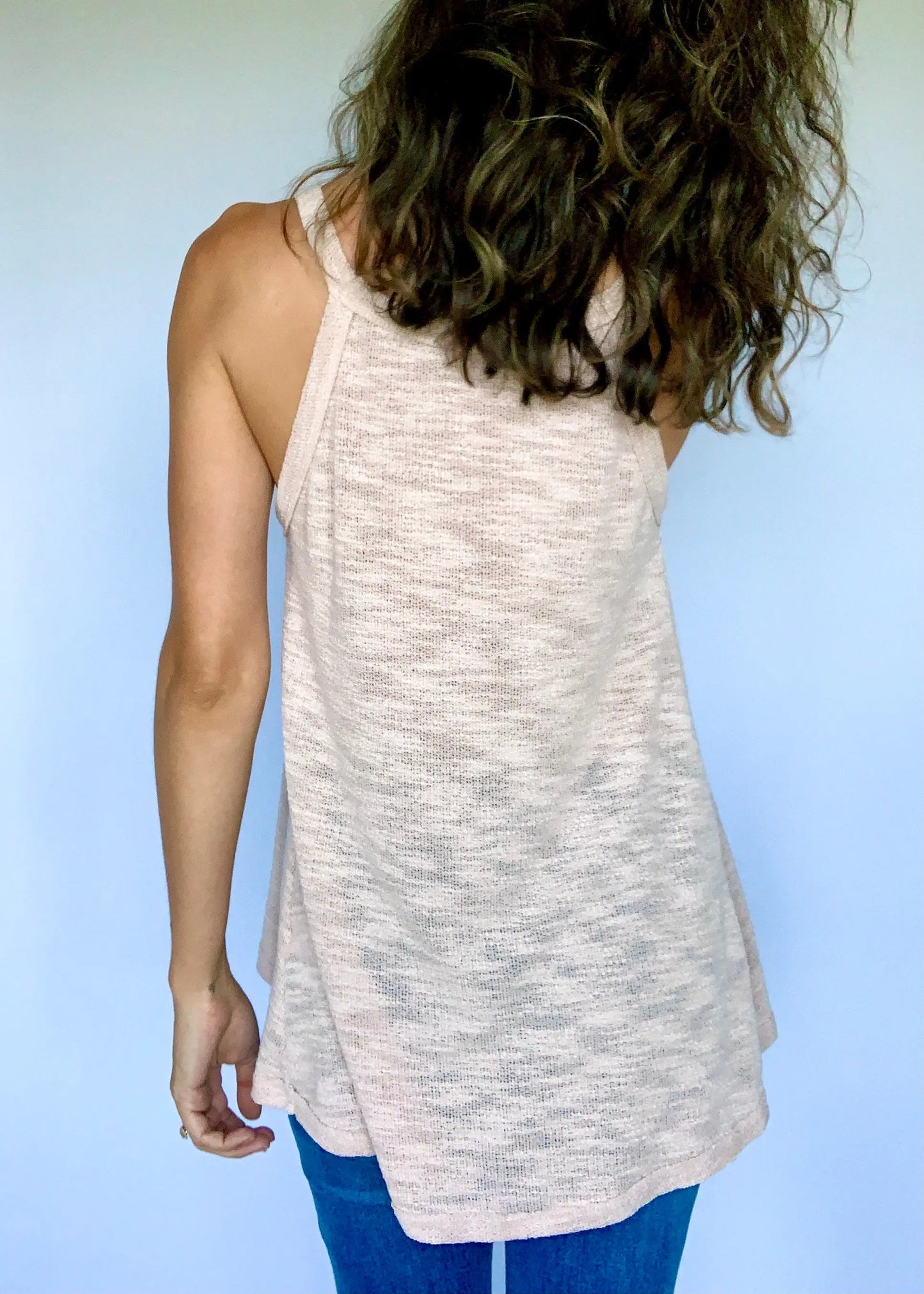 The Tiny Details Mink Pink Low Gauge Swing Knit Tank