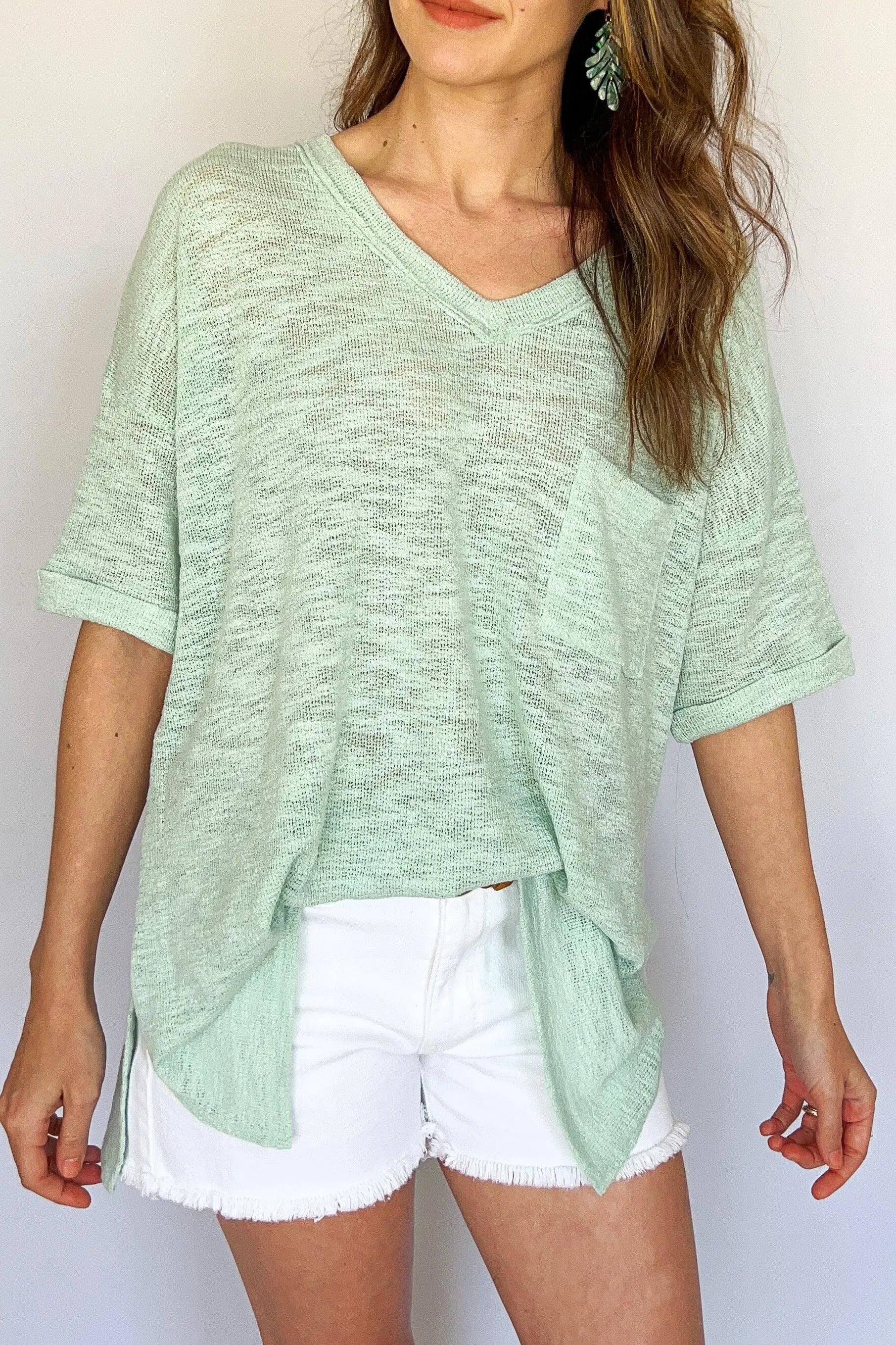 The Tiny Details Mint Relaxed Short Sleeve Pocket Tee