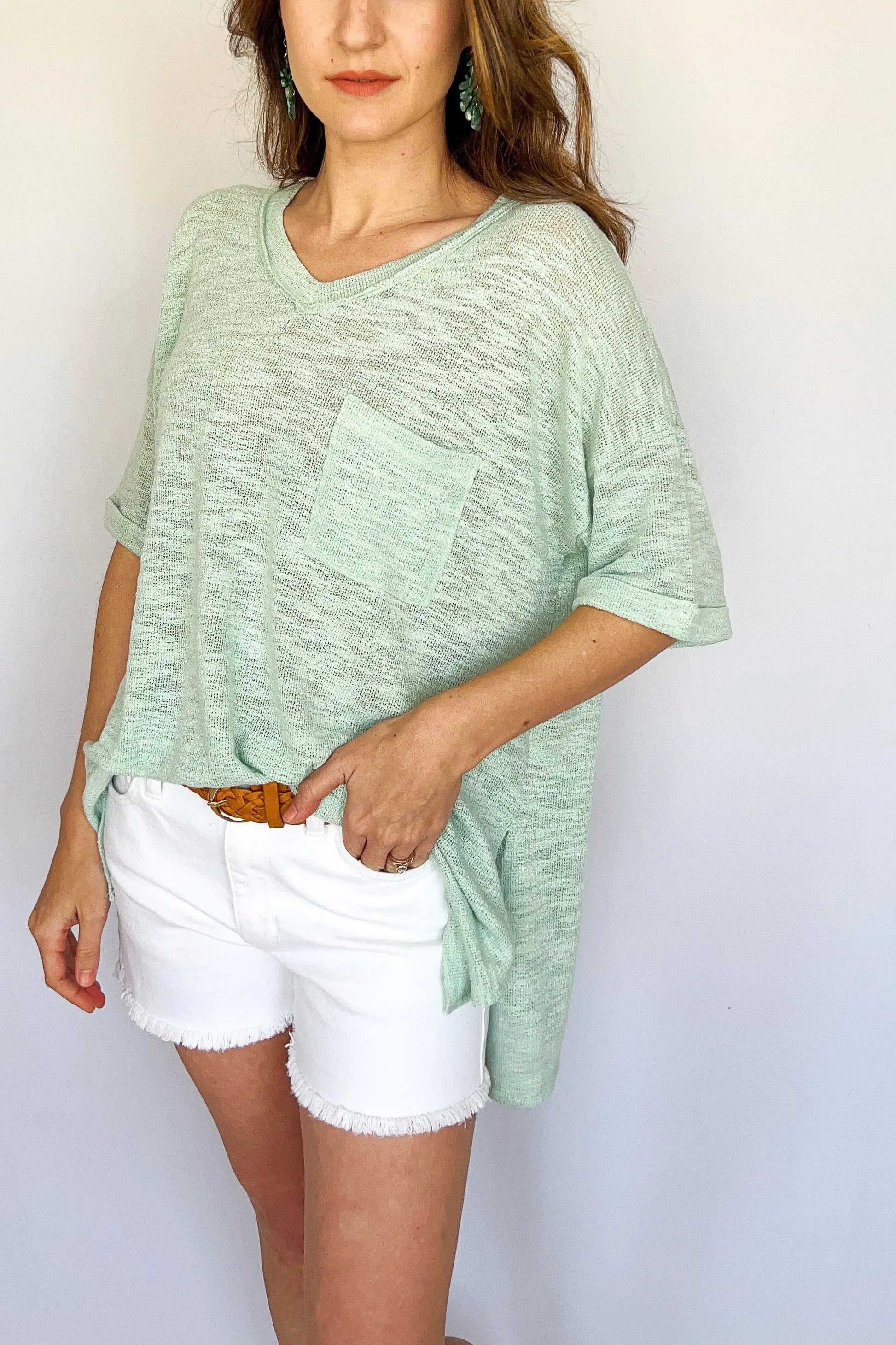 The Tiny Details Mint Relaxed Short Sleeve Pocket Tee