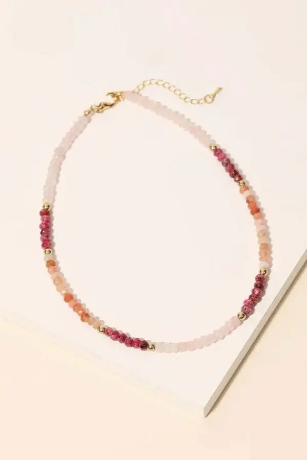 The Tiny Details Multi-Color Glass Bead Clasp Chain Necklace