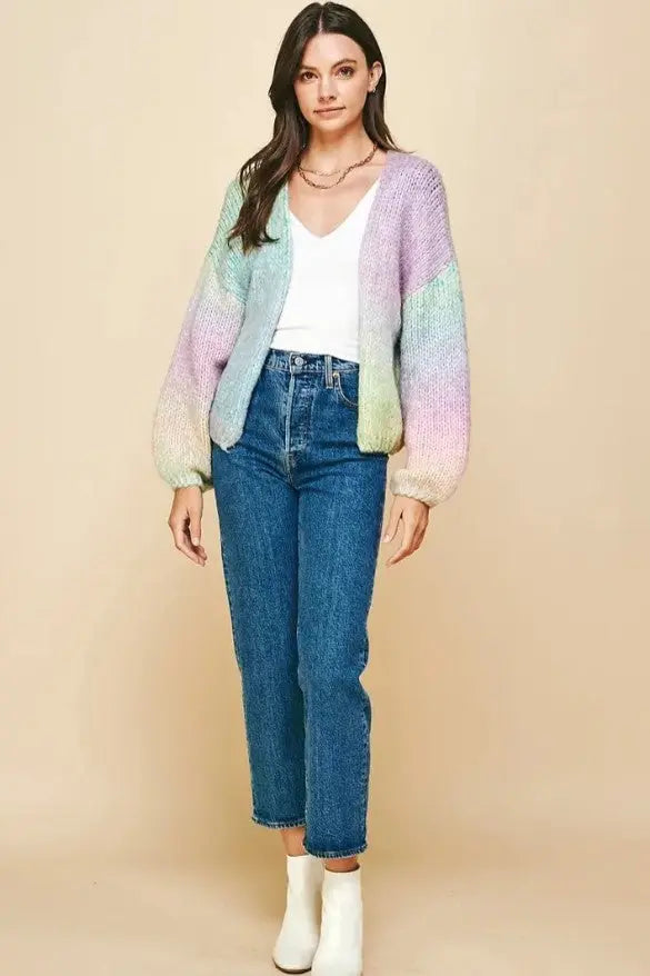 The Tiny Details Multi Color Rainbow Sweater Cardigan