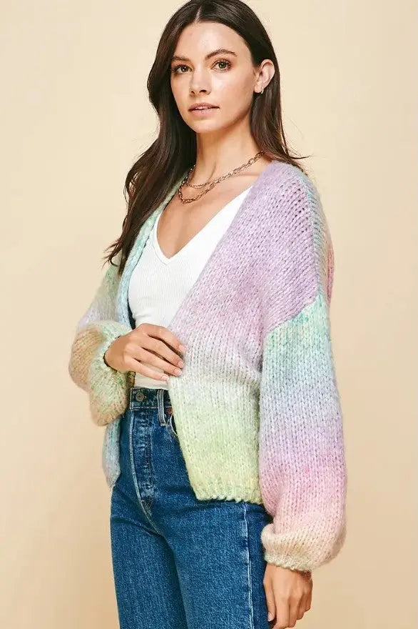 The Tiny Details Multi Color Rainbow Sweater Cardigan
