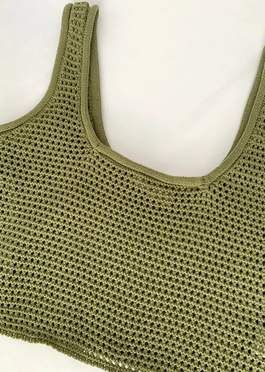 The Tiny Details Olive Cropped Knit Tank