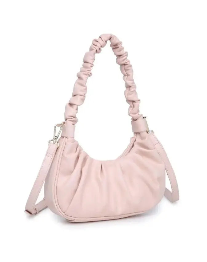 The Tiny Details Oliveta Ruched Rose Leather Handbag