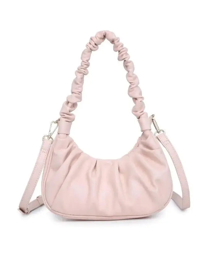 The Tiny Details Oliveta Ruched Rose Leather Handbag