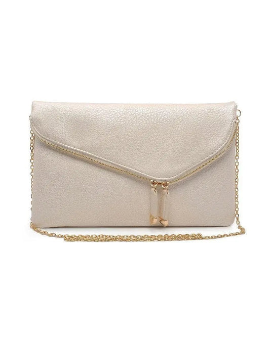 The Tiny Details Pearl Gold Leather Stella Clutch