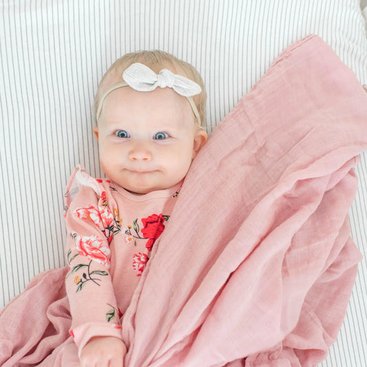 The Tiny Details Petal Pink Muslin Baby Blanket