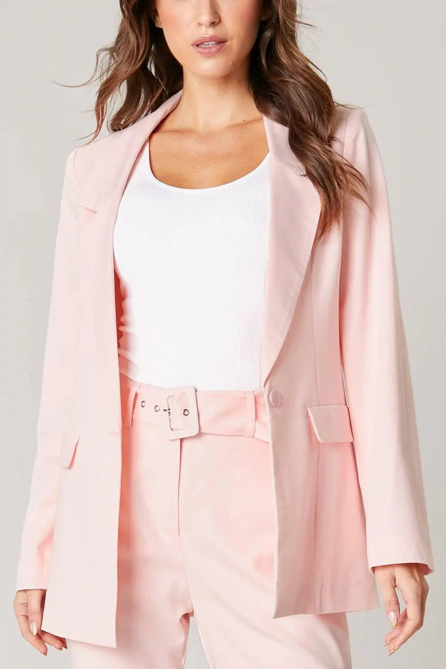 The Tiny Details Power Moves Pink Fitted Blazer