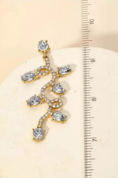 The Tiny Details Rhinestone Vine Crystal Drop Earrings