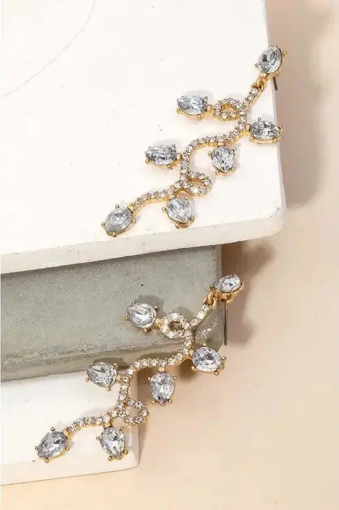 The Tiny Details Rhinestone Vine Crystal Drop Earrings