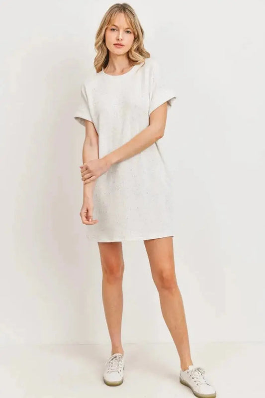 The Tiny Details Rolled Short Sleeve Confetti Lounge Dress