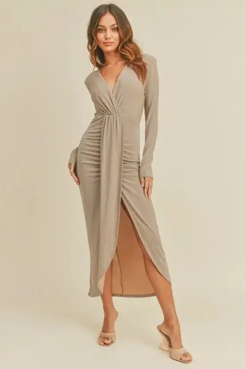 The Tiny Details Shimmering Long Sleeve Lurex Maxi Dress