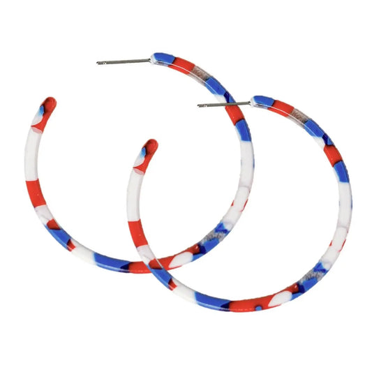 The Tiny Details Skinny Red, White, and Blue Hoop Earrings