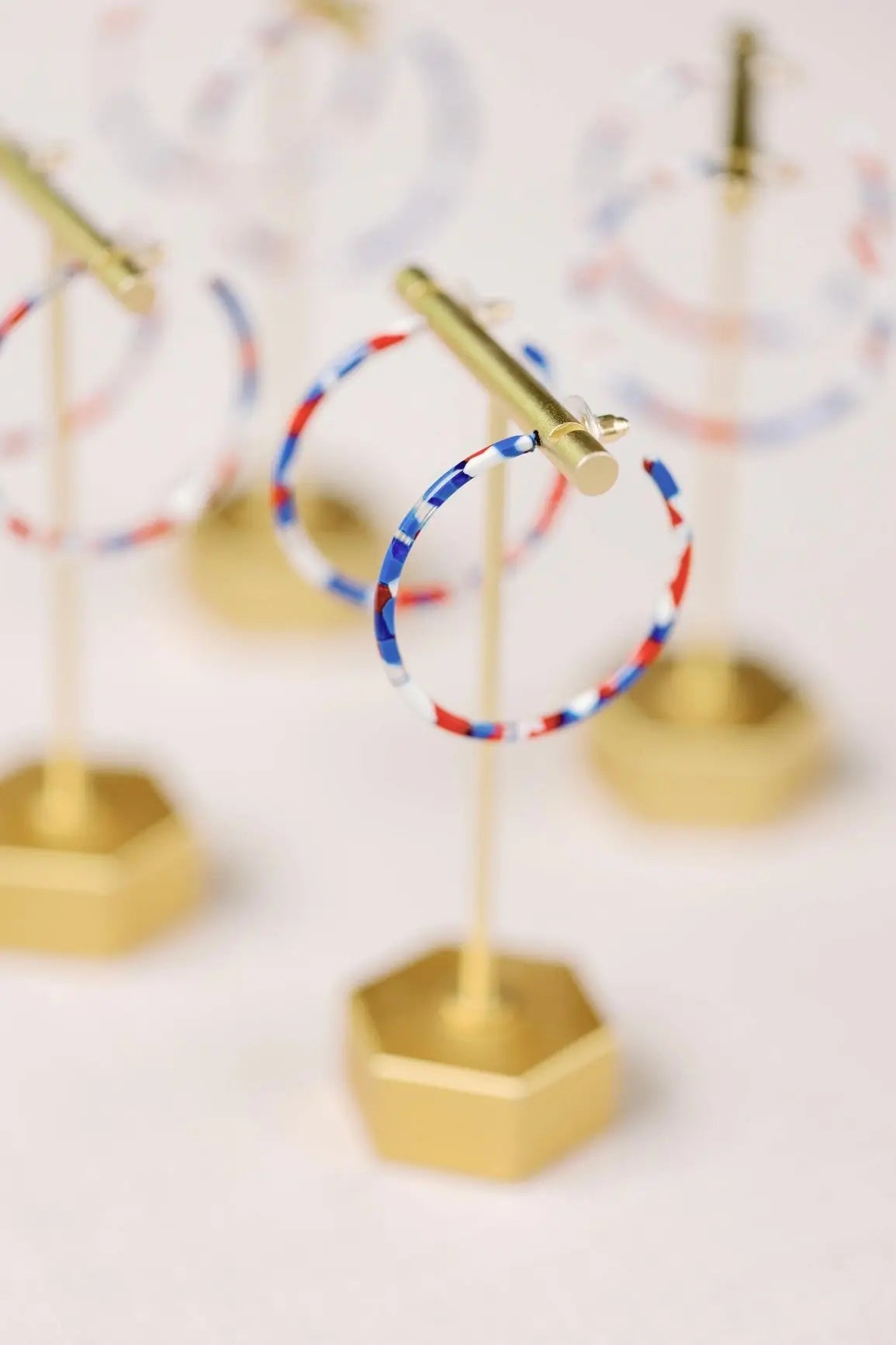 The Tiny Details Skinny Red, White, and Blue Hoop Earrings