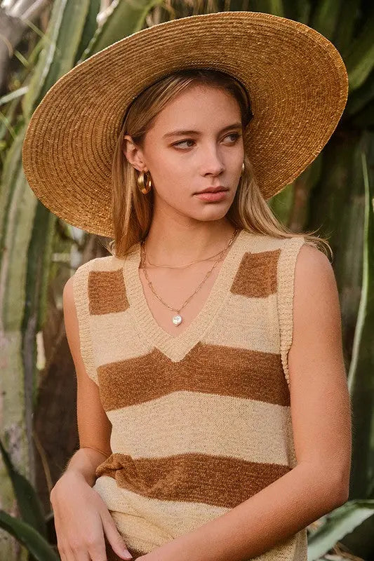 The Tiny Details Striped Knitted Sleeveless Top