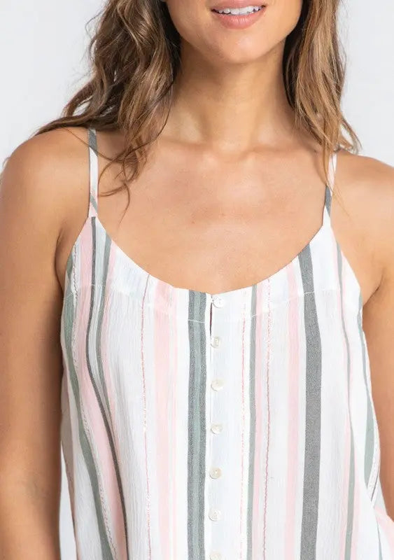 The Tiny Details Striped Racerback Button Down Cami