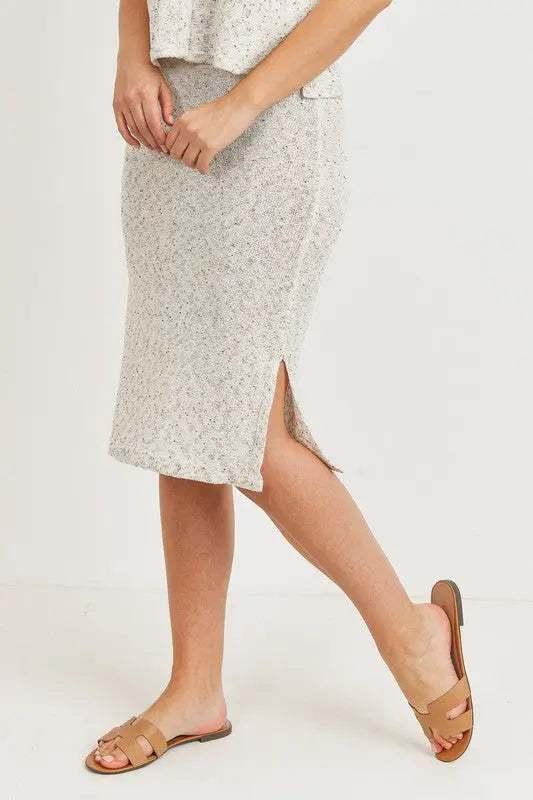 The Tiny Details Sweater Knit Skirt with Side Slit Detail