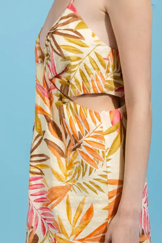The Tiny Details Tropical Print Front Twisted Dress