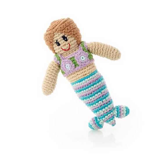 The Tiny Details Turquoise Knitted Mermaid Baby Rattle
