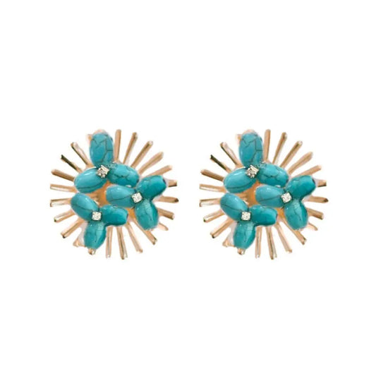 The Tiny Details Turquoise Sunburst Stud Earrings